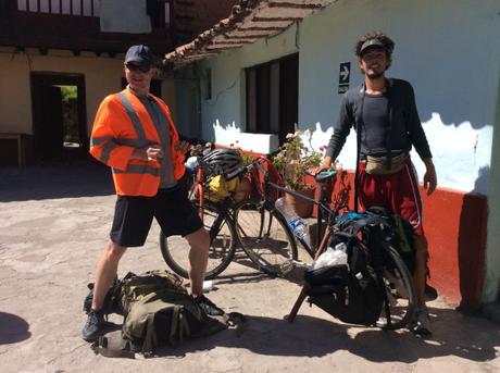 Kevin and our German friend getting ready for a cycle through the sacred valley.