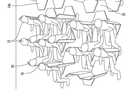 To take better advantage of space on an airplane, this patent arranges passengers in a hexagonal pattern.