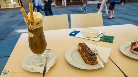 Viennese iced coffee and pastry