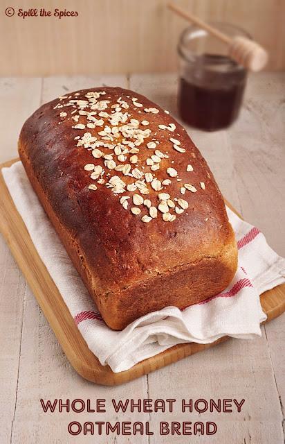 Whole Wheat Honey Oatmeal Bread #BreadBakers