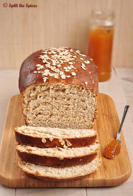 Whole Wheat Honey Oatmeal Bread #BreadBakers