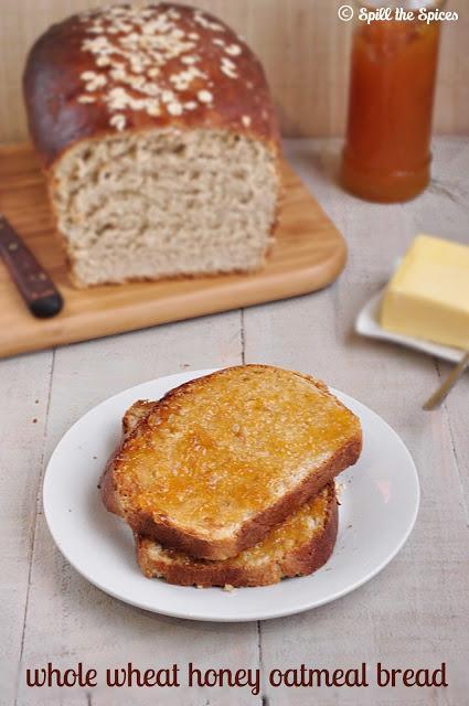 Whole Wheat Honey Oatmeal Bread #BreadBakers