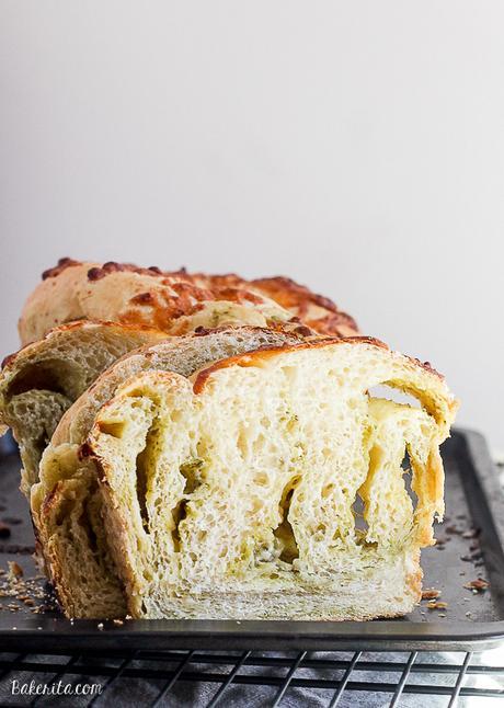 Cheesy Pesto Swirl Bread