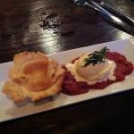 Ontario - Peterborough and the Kawarthas - Lantern Restaurant & Grill - Butter Tart with Ice Cream & Rhubarb-Strawberry Sauce 1