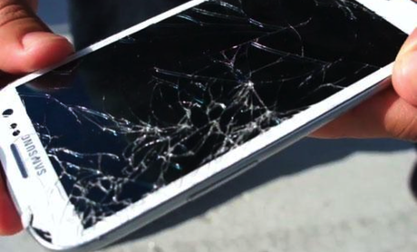 Cracked Samsung smartphone screen
