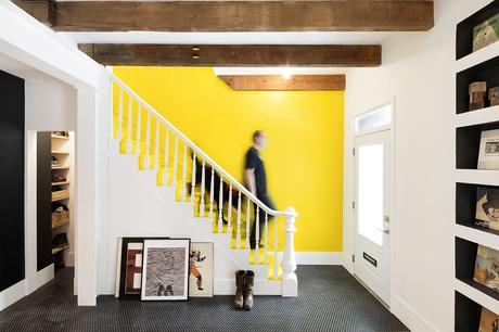 Montreal renovated row house entryway and stairs