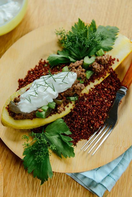 CSA Recipe: Roasted Crookneck Squash with Lamb, Yogurt & Dill Crookneck Squash Recipe by With The Grains 02