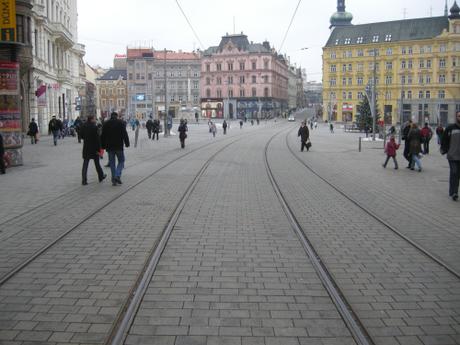 Freedom Square (Náměstí Svobody), Brno, Czech Republic - Tram route from top of square