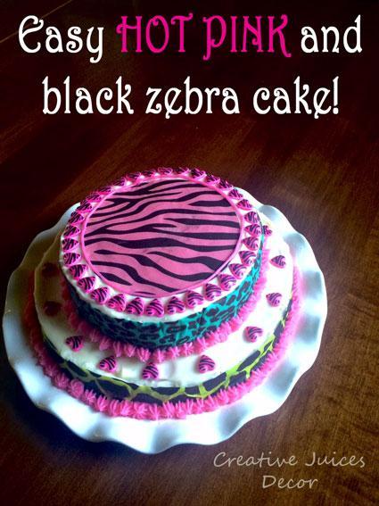 DIY HOT PINK and BLACK ZEBRA STRIPED Birthday Cake!