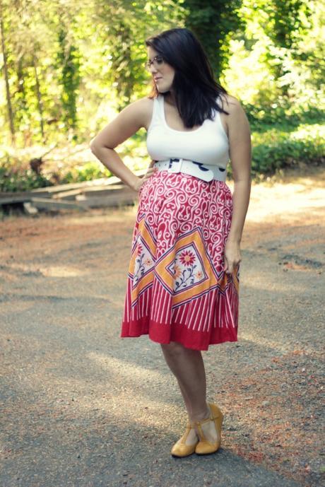 Maternity Style: Circle Skirt, Tank top, T-strap Shoes | www.eccentricowl.com