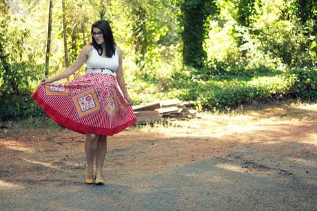 Maternity Style: Circle Skirt, Tank top, T-strap Shoes | www.eccentricowl.com