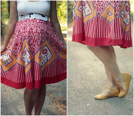 Maternity Style: Circle Skirt, Tank top, T-strap Shoes | www.eccentricowl.com