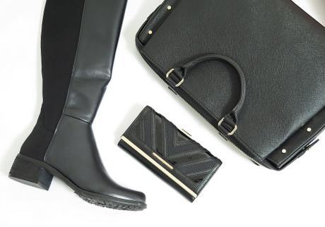 novo yorkville boots river island Black Chevron Deco Purse zara studded office city bag fashion haul black and gold