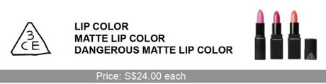 3CE matte lip color