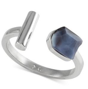 Silver-Tone Nugget and Tube Ring