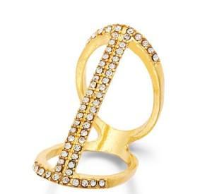 INC International Concepts Gold-Tone Crystal Pave Bar Ring