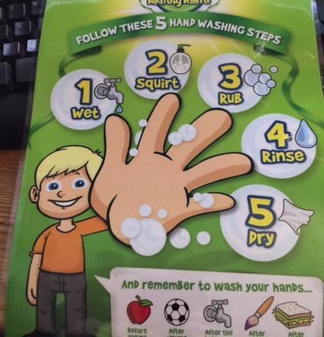 In my pack from Dettol I have a laminated card. This will be put up in the bathroom once the renovations are complete. It lists all 5 tips to ensure you have really well washed hands.