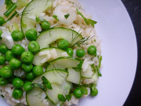 summer garden rice salad with preserved lemon dressing