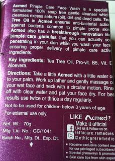Ethicare Remedies Acmed Gentle Pimple Care Face Wash Review
