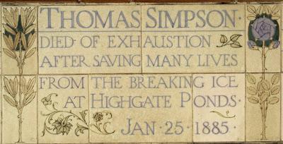 Postman's Park (21): Thomas Simpson at Highgate Ponds
