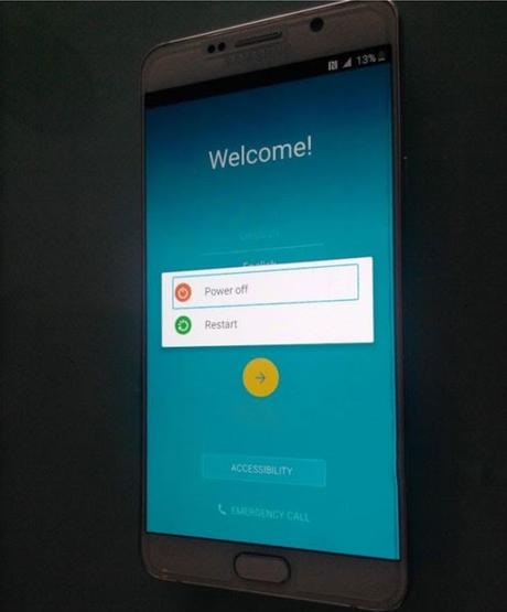 Samsung Galaxy Note 5 power screen as revealed by MobileFun