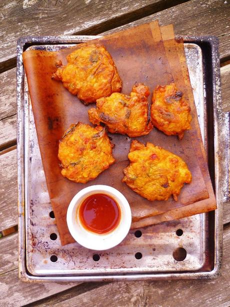 malaysian crispy prawn fritters (cucur udang) with a sweet chilli dipping sauce