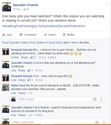 Why you switched jobs by saurabh chawla on facebook
