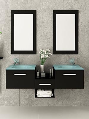 estrella double bathroom wall mounted vanity jwh living minimalist modern design small tiny petite glass top integrated sink solid oak wood