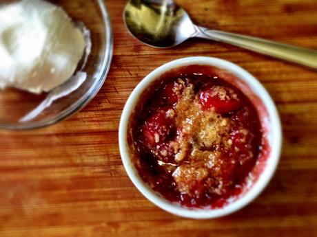 Roasted Strawberry & Dark Cherry Crumble