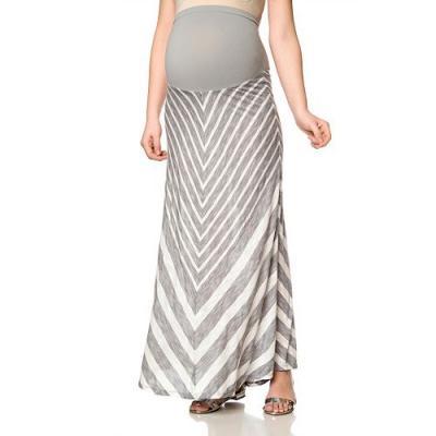 Secret Fit Belly Mitered Stipe Maxi Skirt-Maternity