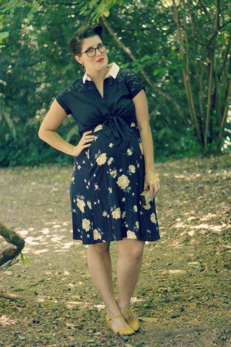 Maternity Style: victory rolls and a vintage clutch | www.eccentricowl.com