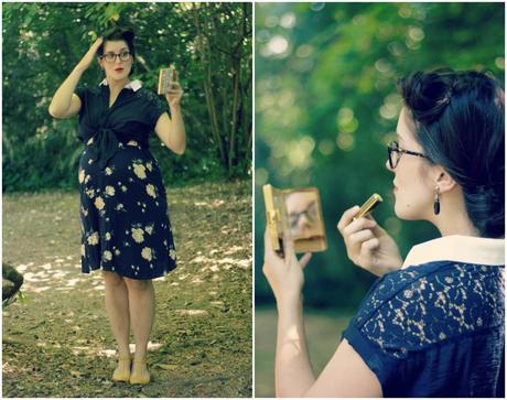 Maternity Style: victory rolls and a vintage clutch