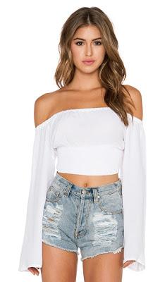 WHITE WASH OFF SHOULDER CROP TOP MINKPINK