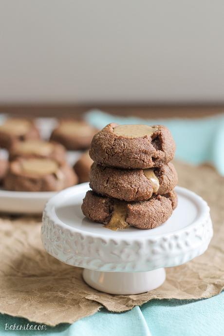 You're only six ingredients away from these delicious Paleo Chocolate Almond Butter Thumbprint Cookies! This easy cookie recipe is also refined sugar free and vegan.