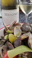 Meiomi Chardonnay paired with Goddess Clams