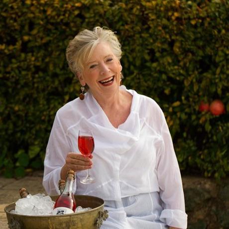 Maggie Beer enjoying a glass of the Sparkling Ruby Cabernet