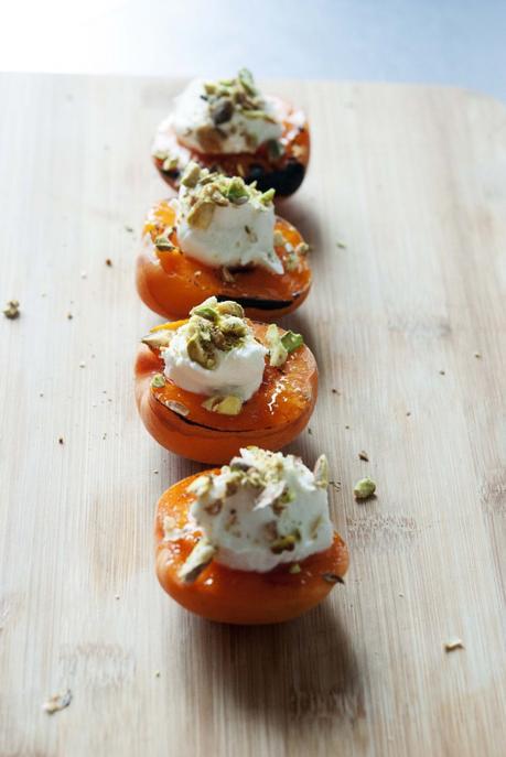 Caramelized Apricots with Ricotta and Pistachios