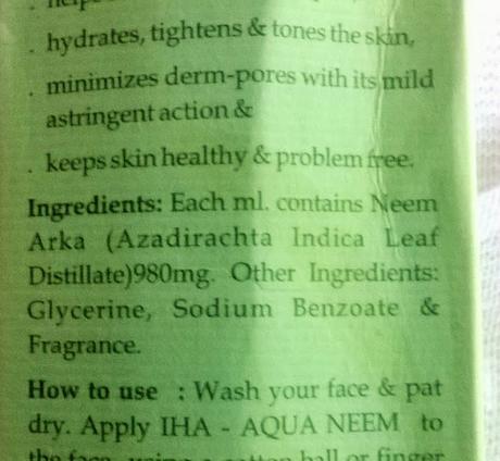 IHA Aqua Neem Water Skin Toner Review