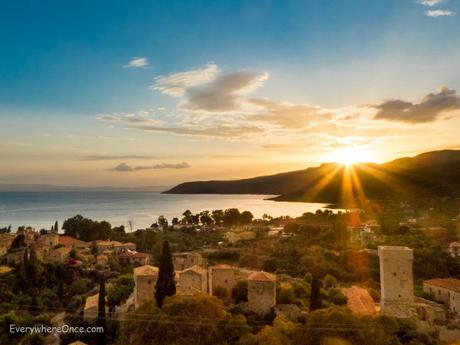 Sunset over Kardamyli, Greece