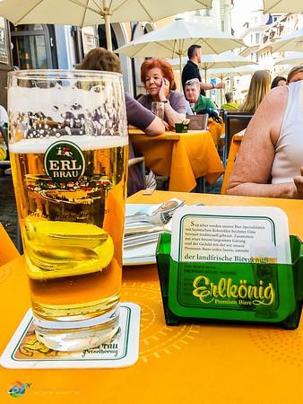Enjoying a beer in Regensburg, Germany