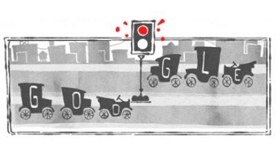 Google doodle celebrating 100th anniversary of Traffic light !