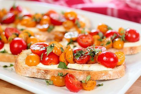 Warm Tomato and Mozzarella Bruschetta