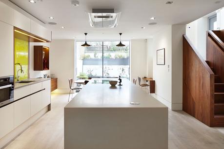 Modern kitchen in London with white oak floors