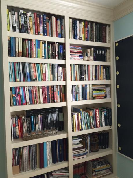 The bookshelf in our home office.