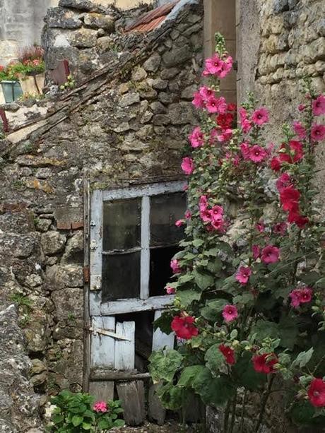 Hollyhocks do wonders to a derelict doorway