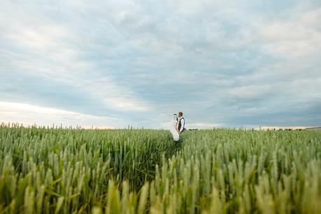 Barmbyfield Barn Wedding Photography Bride & Groom Portraits in Barley Field