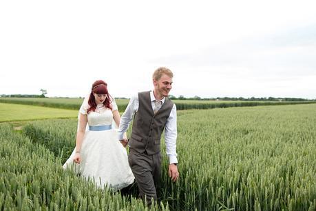 Barmbyfield Barn Wedding Photography Bride & Groom Portraits in Barley Field