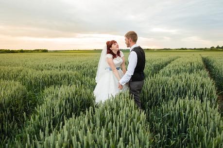 Barmbyfield Barn Wedding Photography Bride & Groom Portraits in Barley Field