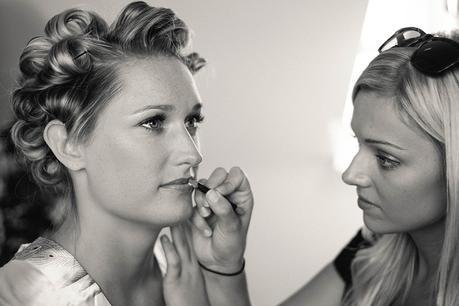 Bridal make up being applied