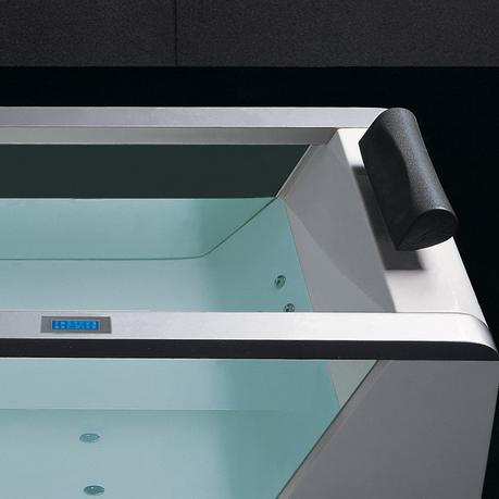 leno modern whirlpool bathtub sleek elegant design style digital LCD hydro therapy massage water bathroom tub transparent glass minimalist